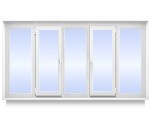 Vierfach verglastes Fenster mit zwei Flügeln
