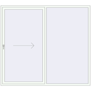 Terrassentür aus kunststoff 2400x2100 mm Zweiflügelig mit Rechtsöffnung. Sicht von innen In den Warenkorb Terrassentüren 2400x2100 mm Patio door (REHAU Brillant Design) ANTHRACITE_GREY_STRUKTURAL extern