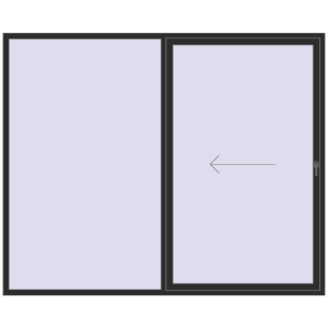 Terrassentür aus kunststoff 2700x2200 mm Zweiflügelig mit linker Öffnung. Sicht von innen In den Warenkorb Terrassentüren 2700x2200 mm REHAU GENEO HST BLACK_STRUCTURAL beidseitig