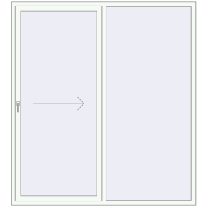 Terrassentür aus kunststoff 2000x2200 mm Zweiflügelig mit Rechtsöffnung. Sicht von innen In den Warenkorb Terrassentüren 2000x2200 mm Patio door (REHAU Brillant Design) RAL 9016 Traffic white beidseitig