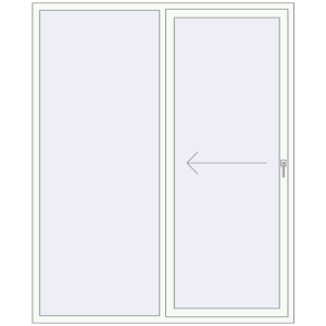 Terrassentür aus kunststoff 1800x2200 mm Zweiflügelig mit linker Öffnung. Sicht von innen In den Warenkorb Terrassentüren 1800x2200 mm Patio door (REHAU Brillant Design) RAL 9016 Traffic white beidseitig