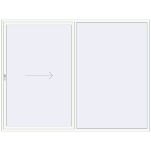 Terrassentür aus kunststoff 3000x2250 mm Zweiflügelig mit Rechtsöffnung. Sicht von innen In den Warenkorb Terrassentüren 3000x2250 mm Patio door (REHAU SYNEGO) RAL 9016 Traffic white beidseitig