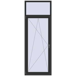 Balkontür aus Kunststoff 900x2500 mm Single leaf with fanlight. Sicht von innen In den Warenkorb Balkontüren 900x2500 mm KORSA BASE (REHAU Euro-Design 60) BALKON DOOR BLACK_STRUCTURAL beidseitig