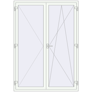 Balkontür aus Kunststoff 1500x2100 mm Zweiblättrig. Sicht von innen In den Warenkorb Balkon-Türen. 1500x2100 mm KORSA OPTIMUM (REHAU Euro 70) BALKON DOOR