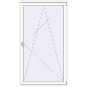 Balkontür aus Kunststoff 1200x2100 mm Einzelnes Blatt. Sicht von innen In den Warenkorb Balkontüren 1200x2100 mm KORSA ENERGY-SAVING (REHAU SYNEGO MD) BALKON DOOR RAL 9016 Traffic white beidseitig