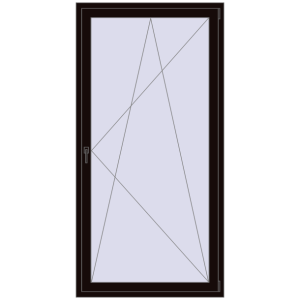Balkontür aus Kunststoff 1050x2150 mm Einzelnes Blatt. Sicht von innen In den Warenkorb Balkontüren 1050x2150 mm BALCONY DOOR REHAU EURO 60 BLACK_BROWN beidseitig