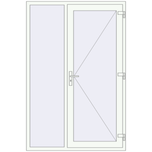 Eingangstür aus Kunststoff 1400x2100 mm Mit linker Seitenwand. Sicht von innen In den Warenkorb Haustüren 1400x2100 mm DOOR KORSA OPTIMUM (REHAU Brillant Design) RAL 9016 Traffic white beidseitig