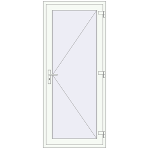 Eingangstür aus Kunststoff 900x2100 mm Einzelnes Blatt. Sicht von innen In den Warenkorb Haustüren 900x2100 mm DOOR KORSA OPTIMUM (REHAU Brillant Design) RAL 9016 Traffic white beidseitig
