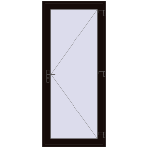 Kunststofftüren 1000x2300 mm Einzelnes Blatt. Sicht von innen In den Warenkorb Einfach und Doppelglasschwingtüren 1000x2300 mm INTERIOR door (Т94/60) opens to the outside BLACK_BROWN beidseitig