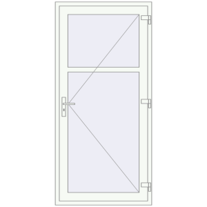 Kunststofftüren 1000x2100 mm Einflügelig mit Pfosten. Sicht von innen In den Warenkorb Einfach und Doppelglasschwingtüren 1000x2100 mm INTERIOR door (Т94/60) opens to the outside RAL 9016 Traffic white beidseitig
