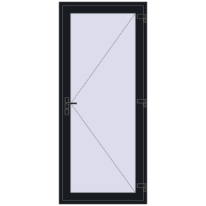 Kunststofftüren 1000x2300 mm Einzelnes Blatt. Sicht von innen In den Warenkorb Einfach und Doppelglasschwingtüren 1000x2300 mm INTERIOR door (Т94/60) opens to the outside BLACK_COOL_110L-2 beidseitig