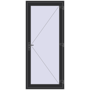 Kunststofftüren 1000x2300 mm Einzelnes Blatt. Sicht von innen In den Warenkorb Einfach und Doppelglasschwingtüren 1000x2300 mm INTERIOR door (Т94/60) opens to the outside ANTHRACITE_GREY_GLATT beidseitig