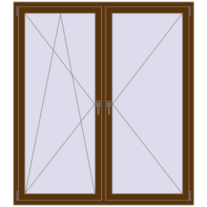 Kunststofffenster 1600x1800 mm Zweiblättrig. Sicht von innen In den Warenkorb Kipp und Drehfenster 1600x1800 mm REHAU BRILLANT WALNUT beidseitig