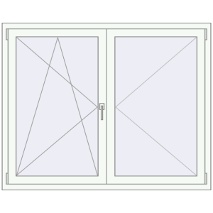 Kunststofffenster 1500x1200 mm Einzelnes Blatt. Sicht von innen In den Warenkorb Kipp und Drehfenster 1500x1200 mm REHAU SYNEGO MD 80 RAL 9016 Traffic white beidseitig