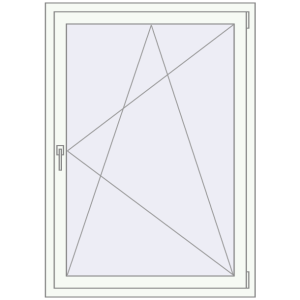 Kunststofffenster 1010x1360 mm Einzelnes Blatt. Sicht von innen In den Warenkorb Kipp und Drehfenster 1010x1360 mm REHAU SYNEGO MD 80 RAL 9016 Traffic white beidseitig