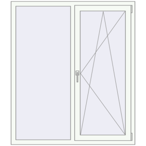 Kunststofffenster 1300x1500 mm Zweiblättrig. Sicht von innen In den Warenkorb Kipp und Drehfenster 1300x1500 mm REHAU EURO70 RAL 9016 Traffic white beidseitig