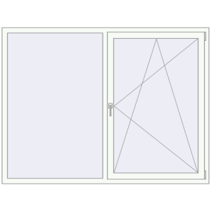 Kunststofffenster 1870x1460 mm Zweiblättrig. Sicht von innen In den Warenkorb Kipp und Drehfenster 1870x1460 mm REHAU EURO70 RAL 9016 Traffic white beidseitig