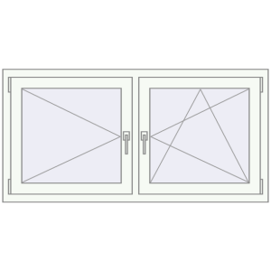 Kunststofffenster 1400x700 mm Zweiblättrig. Sicht von innen In den Warenkorb Kipp und Drehfenster 1400x700 mm REHAU SYNEGO MD 80 RAL 9016 Traffic white beidseitig