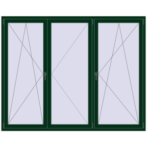 Kunststofffenster 2200x1750 mm Zweiblättrig. Sicht von innen In den Warenkorb Kipp und Drehfenster 2200x1750 mm REHAU EURO70 MOSS_GREEN beidseitig