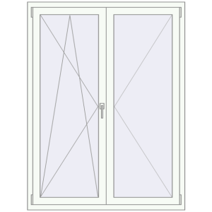 Kunststofffenster 1250x1650 mm Einzelnes Blatt. Sicht von innen In den Warenkorb Kipp und Drehfenster 1250x1650 mm REHAU BRILLANT RAL 9016 Traffic white beidseitig