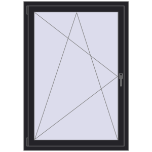 In den Warenkorb Kipp und Drehfenster 1000x1400 mm REHAU EURO70 BLACK_ULTI-MATT beidseitig