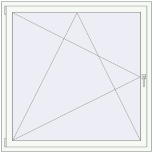 Kunststofffenster 1350x1350 mm Einzelnes Blatt. Sicht von innen In den Warenkorb Kipp und Drehfenster 1350x1350 mm REHAU SYNEGO MD 80 RAL 9016 Traffic white beidseitig