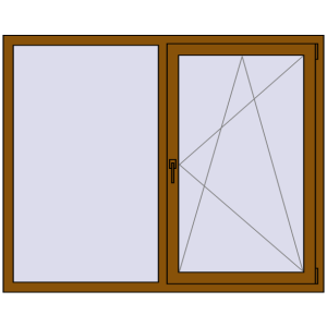 Kunststofffenster 1600x1300 mm Zweiblättrig. Sicht von innen In den Warenkorb Kipp und Drehfenster 1600x1300 mm REHAU EURO70 GOLDEN OAK beidseitig