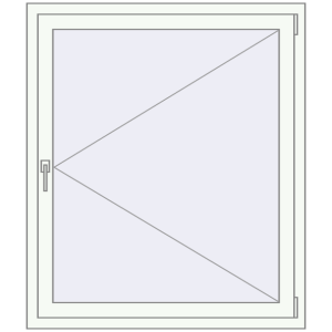 Kunststofffenster 1100x1300 mm Einzelnes Blatt. Sicht von innen In den Warenkorb Kipp und Drehfenster 1100x1300 mm REHAU ENERGY-SAVING SYNEGO MD RAL 9016 Traffic white beidseitig