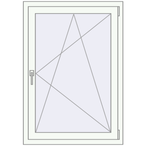 Kunststofffenster 800x1200 mm Einzelnes Blatt. Sicht von innen In den Warenkorb Kipp und Drehfenster 800x1200 mm REHAU BRILLANT RAL 9016 Traffic white beidseitig