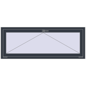 Kunststofffenster 1600x600 mm Einzelnes Blatt. Sicht von innen In den Warenkorb Kipp und Drehfenster 1600x600 mm REHAU EURO70 ANTHRACITE_GREY_STRUKTURAL beidseitig