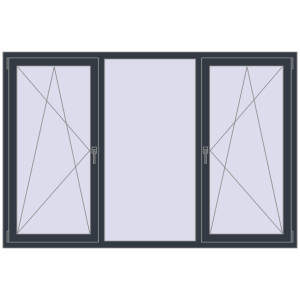 In den Warenkorb Kipp und Drehfenster 2100x1400 mm REHAU EURO70 ANTHRACITE_GREY_STRUKTURAL beidseitig