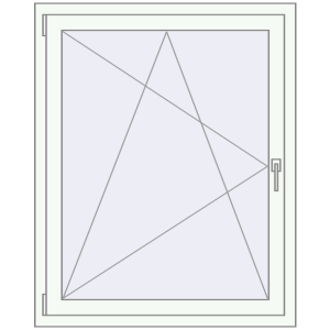 Kunststofffenster 960x1160 mm Einzelnes Blatt. Sicht von innen In den Warenkorb Kipp und Drehfenster 960x1160 mm REHAU SYNEGO MD 80 RAL 9016 Traffic white beidseitig