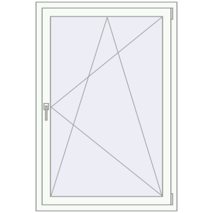 Kunststofffenster 1000x1500 mm Einzelnes Blatt. Sicht von innen In den Warenkorb Kipp und Drehfenster 1000x1500 mm REHAU EURO70 RAL 9016 Traffic white beidseitig