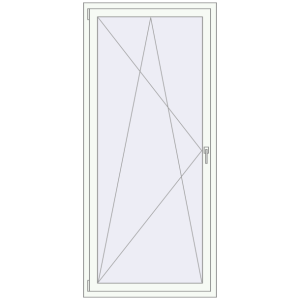 Kunststofffenster 1000x2100 mm Einzelnes Blatt. Sicht von innen In den Warenkorb Kipp und Drehfenster 1000x2100 mm REHAU EURO70 RAL 9016 Traffic white beidseitig