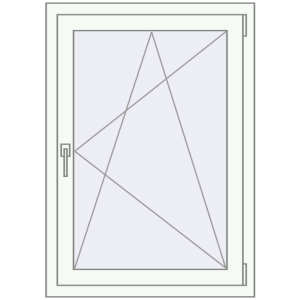 Kunststofffenster 750x1100 mm Einzelnes Blatt. Sicht von innen In den Warenkorb Kipp und Drehfenster 750x1100 mm REHAU BRILLANT RAL 9016 Traffic white beidseitig