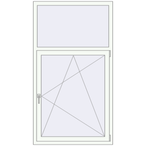 Kunststofffenster 1000x1800 mm Einflügelig mit Oberlicht. Sicht von innen In den Warenkorb Kipp und Drehfenster 1000x1800 mm REHAU EURO70 RAL 9016 Traffic white beidseitig