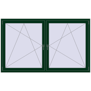 Kunststofffenster 2000x1200 mm Zweiblättrig. Sicht von innen In den Warenkorb Kipp und Drehfenster 2000x1200 mm REHAU EURO70 MOSS_GREEN beidseitig