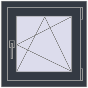 Kunststofffenster 550x640 mm Einzelnes Blatt. Sicht von innen In den Warenkorb Kipp und Drehfenster 550x640 mm REHAU EURO70 ANTHRACITE_GREY_STRUKTURAL beidseitig