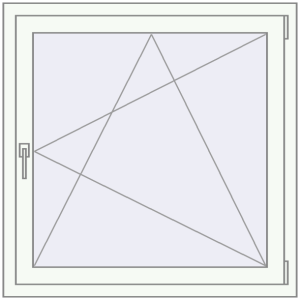 Kunststofffenster 1000x1000 mm Einzelnes Blatt. Sicht von innen In den Warenkorb Kipp und Drehfenster 1000x1000 mm REHAU EURO70 RAL 9016 Traffic white beidseitig