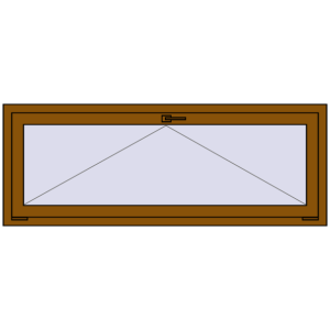 Kunststofffenster 1600x600 mm Einzelnes Blatt. Sicht von innen In den Warenkorb Kipp und Drehfenster 1600x600 mm REHAU EURO70 GOLDEN OAK beidseitig