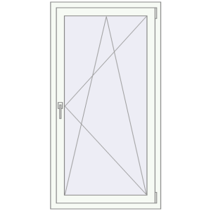 Kunststofffenster 800x1500 mm Einzelnes Blatt. Sicht von innen In den Warenkorb Kipp und Drehfenster 800x1500 mm REHAU EURO70 RAL 9016 Traffic white beidseitig