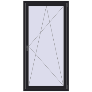 Kunststofffenster 880x1750 mm Einzelnes Blatt. Sicht von innen In den Warenkorb Kipp und Drehfenster 880x1750 mm REHAU EURO70 BLACK_ULTI-MATT beidseitig