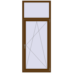 Kunststofffenster 800x2000 mm Einflügelig mit Oberlicht. Sicht von innen In den Warenkorb Kipp und Drehfenster 800x2000 mm REHAU BRILLANT WALNUT beidseitig