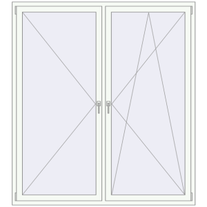 Kunststofffenster 1800x2000 mm Zweiblättrig. Sicht von innen In den Warenkorb Kipp und Drehfenster 1800x2000 mm REHAU SYNEGO MD 80 RAL 9016 Traffic white beidseitig
