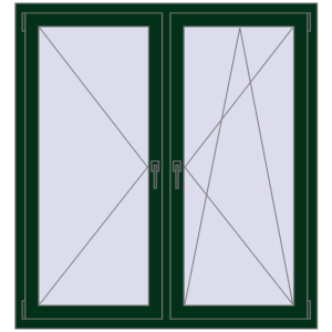 In den Warenkorb Kipp und Drehfenster 1300x1400 mm REHAU SYNEGO MD 80 MOSS_GREEN beidseitig