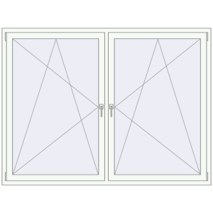 Kunststofffenster 2000x1500 mm Zweiblättrig. Sicht von innen In den Warenkorb Kipp und Drehfenster 2000x1500 mm REHAU SYNEGO MD 80 RAL 9016 Traffic white beidseitig