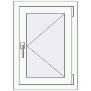 Kunststofffenster 500x700 mm Einzelnes Blatt. Sicht von innen In den Warenkorb Kipp und Drehfenster 500x700 mm REHAU EURO70 RAL 9016 Traffic white beidseitig