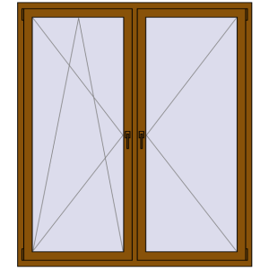 Kunststofffenster 1600x1800 mm Zweiblättrig. Sicht von innen In den Warenkorb Kipp und Drehfenster 1600x1800 mm REHAU BRILLANT GOLDEN OAK beidseitig