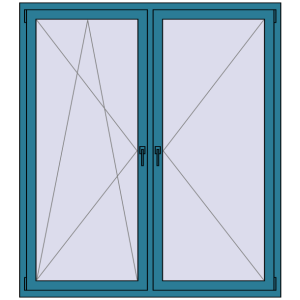 Kunststofffenster 1600x1800 mm Zweiblättrig. Sicht von innen In den Warenkorb Kipp und Drehfenster 1600x1800 mm REHAU BRILLANT BRILLIANT_BLUE beidseitig