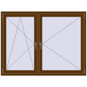 In den Warenkorb Kipp und Drehfenster 1600x1200 mm REHAU  BRILLANT WALNUT beidseitig